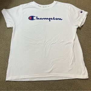 Champion Women’s White T-Shirt with Blue Logo